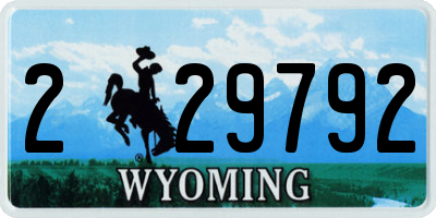 WY license plate 229792