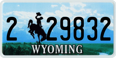 WY license plate 229832