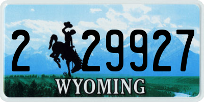 WY license plate 229927