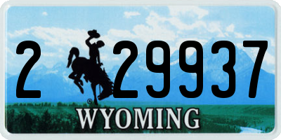 WY license plate 229937