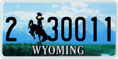 WY license plate 230011