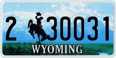 WY license plate 230031