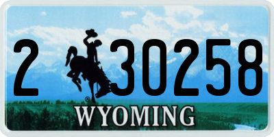 WY license plate 230258