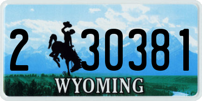 WY license plate 230381