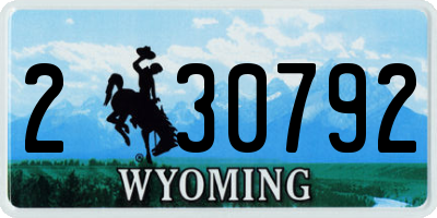 WY license plate 230792