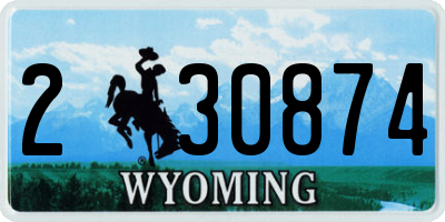 WY license plate 230874