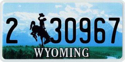 WY license plate 230967