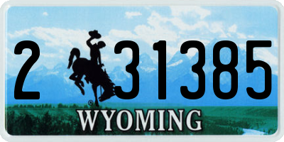 WY license plate 231385