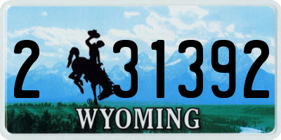 WY license plate 231392