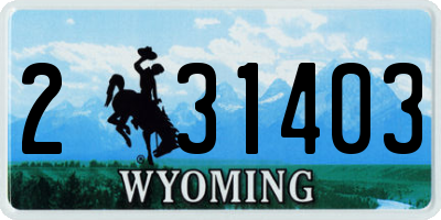 WY license plate 231403
