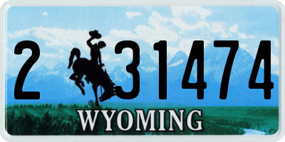 WY license plate 231474