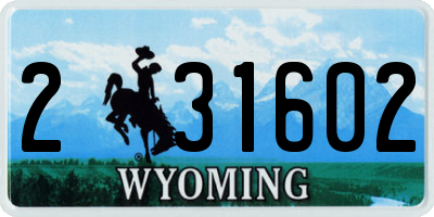 WY license plate 231602