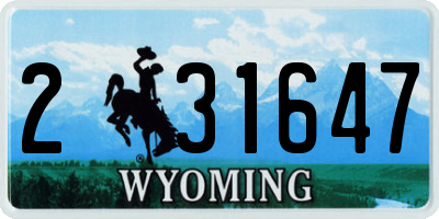 WY license plate 231647