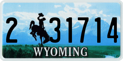 WY license plate 231714