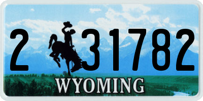 WY license plate 231782