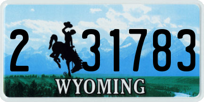 WY license plate 231783