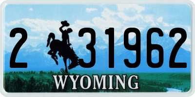 WY license plate 231962