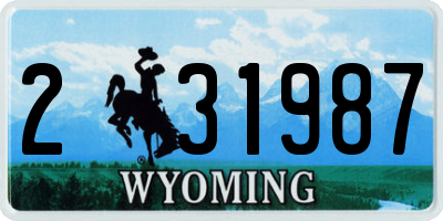 WY license plate 231987