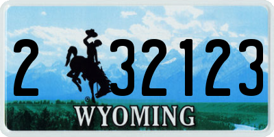WY license plate 232123