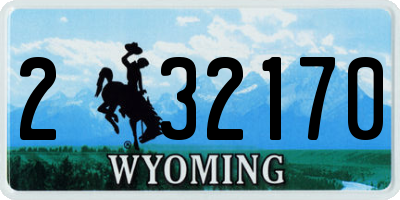 WY license plate 232170