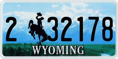 WY license plate 232178