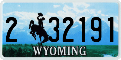 WY license plate 232191