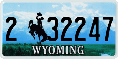 WY license plate 232247