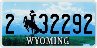 WY license plate 232292