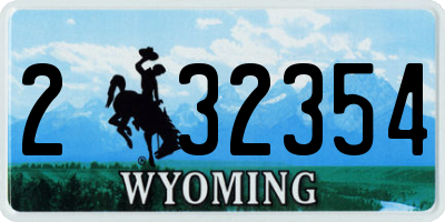 WY license plate 232354