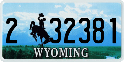 WY license plate 232381