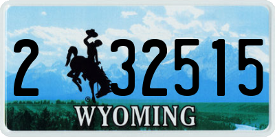 WY license plate 232515