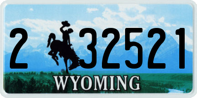WY license plate 232521