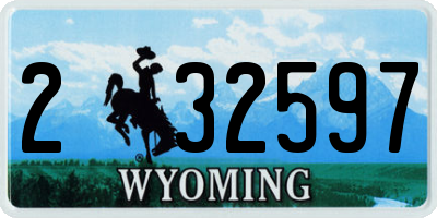 WY license plate 232597