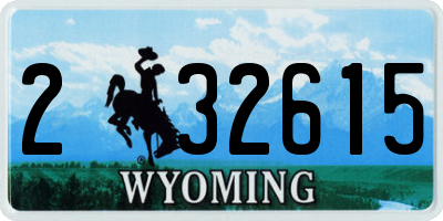 WY license plate 232615