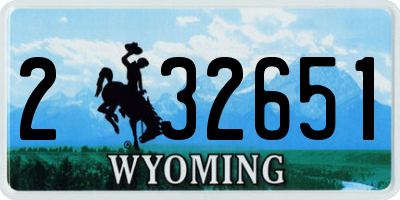WY license plate 232651