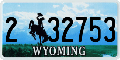 WY license plate 232753