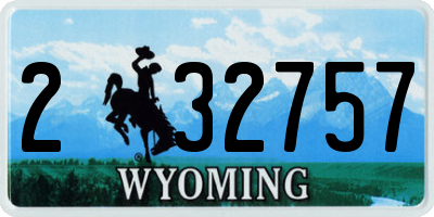 WY license plate 232757