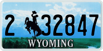 WY license plate 232847