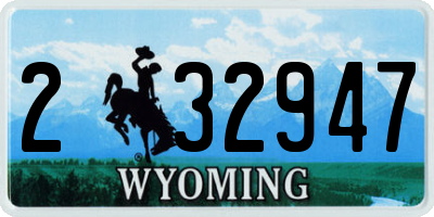 WY license plate 232947