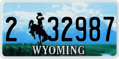 WY license plate 232987