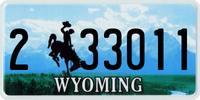 WY license plate 233011