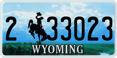WY license plate 233023