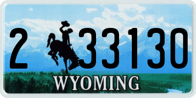 WY license plate 233130
