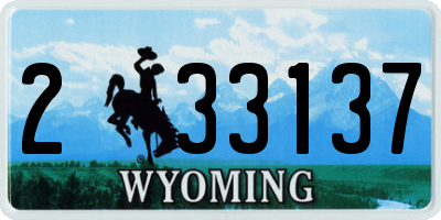 WY license plate 233137
