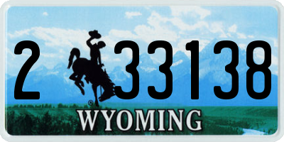 WY license plate 233138