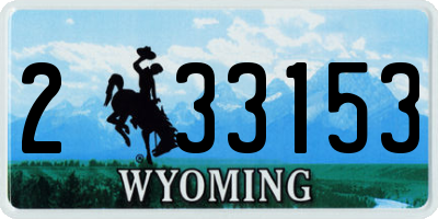 WY license plate 233153