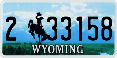 WY license plate 233158