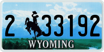WY license plate 233192