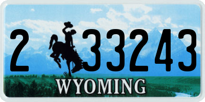WY license plate 233243