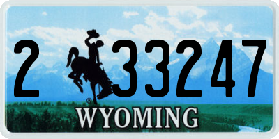 WY license plate 233247